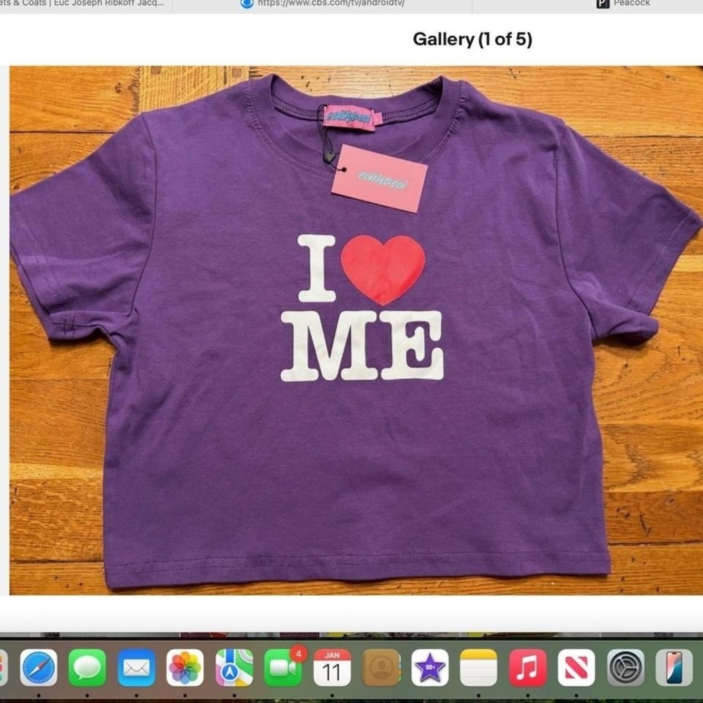 Edikted Purple "I Love Me" tee shirt cropped NWT XL